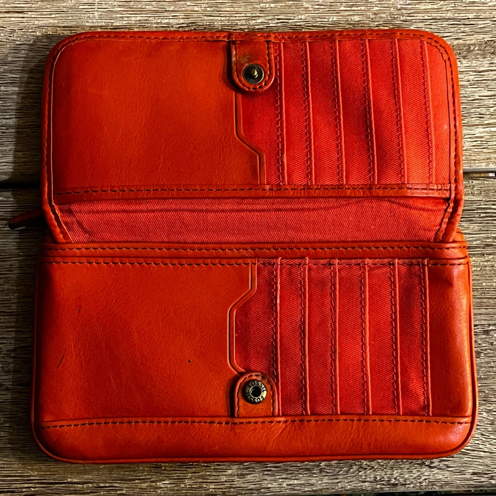 Fossil Animal Print Wallet with Orange Accents - Picture 2 of 4